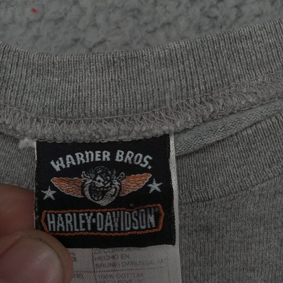 Warner‎ Brothers Harley Davidson Shirt Mens Gray Tasmanian Ride Like Devil Y2K - Picture 5 of 11